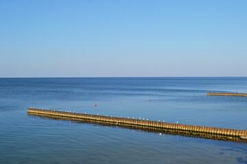 Zelenogradsk, Kaliningrad region, breakwater in the Baltic Sea