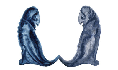 Watercolor story in 35 frames of the adventures of BDUMSH - Blue Monday during the holidays shows how to find your friend, your other half, in the vast world of loneliness