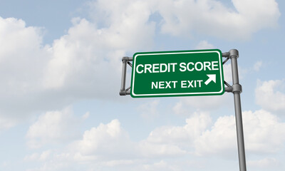 redit Score Economic Concept as a personal economic business concept for financial rating related to borrowing and mortgages and creditworthiness or qualified lender status for high or low scores.
