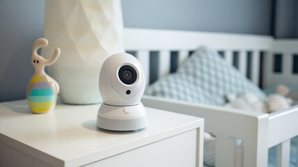 Video camera CCTV for control baby near crib with child room