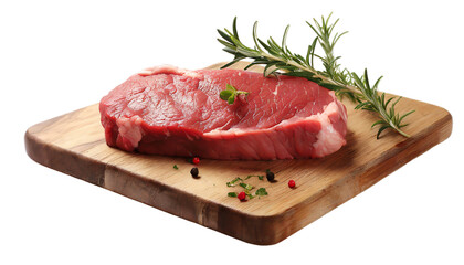 Raw Beef Steak On A Cutting Board Isolated On Transparent Background Png