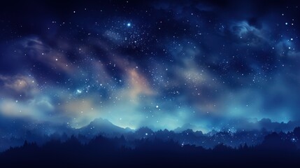 Mysterious gradient galaxy background with deep shadows and shimmering stars. AI generate