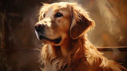 Portrait of a Golden Retriever: Exudes warmth, intelligence, and a captivating golden charm