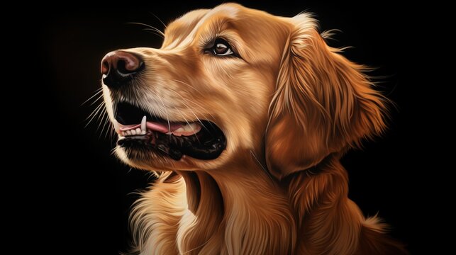 In the spotlight, a Golden Retriever stands majestic, its portrait a celebration of the breed's bea