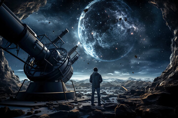 Large telescope observing the universe
