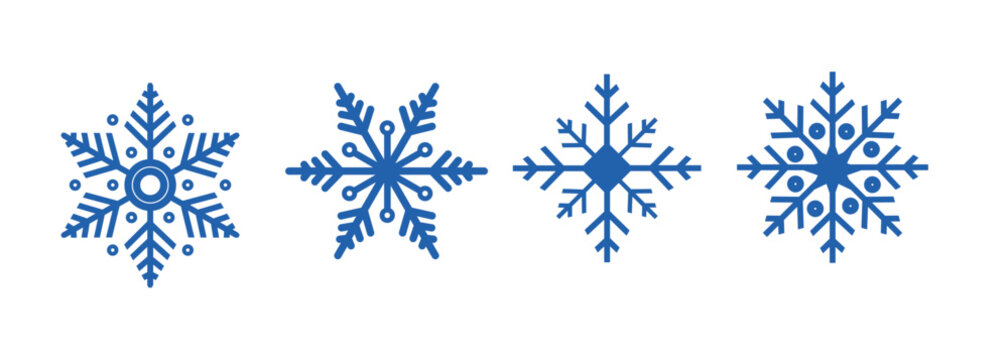 Set of blue snowflake vector. Separate images. 
