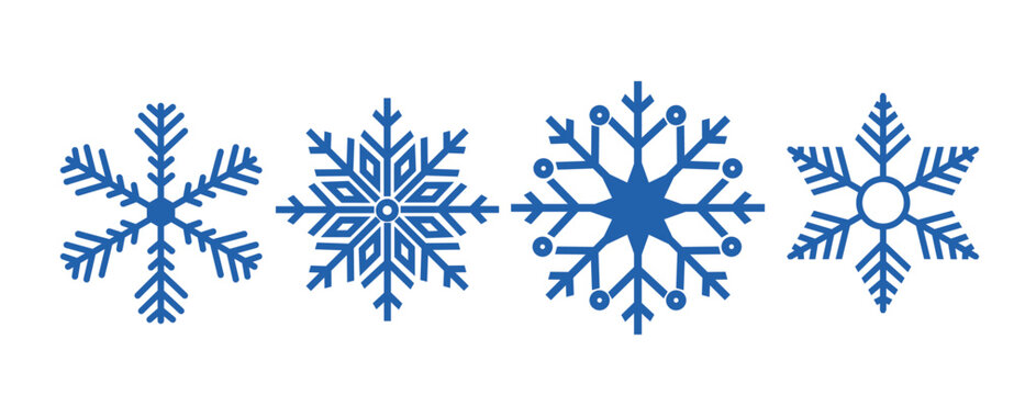 Set of blue snowflake vector. Separate images.