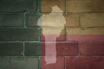map and flag of benin on a old brick wall