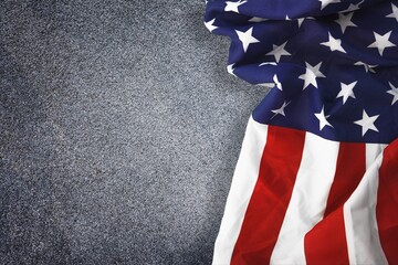 Happy Veterans concept American flag on stone background.