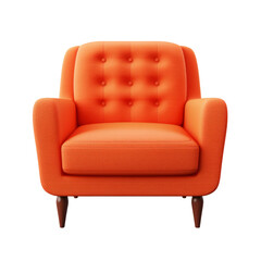Comfortable and vibrant orange armchair with button details, a cosy addition to any room.