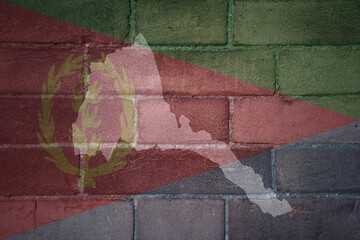 map and flag of eritrea on a old brick wall