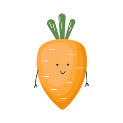Vector Illustration for Children Healthy Nutrition with a Cute Cartoon Funny Carrot. Baby Vegetable Character