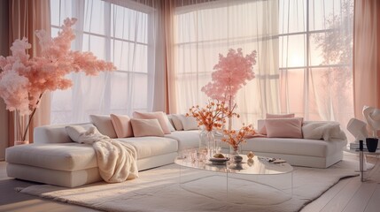 Różowy salon domowy jak z marzeń