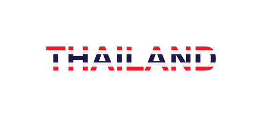 Letters Thailand in the style of the country flag. Thailand word in national flag style.