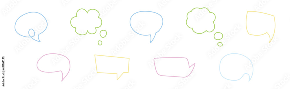 Poster colorful empty speech bubble and balloon vector set