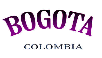 Illustration of the name of Colombia with the name of the capital Bogota. Transparent background file.