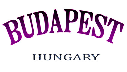 Illustration of the name of Hungary  with the name of the capital Budapest. Transparent background file.