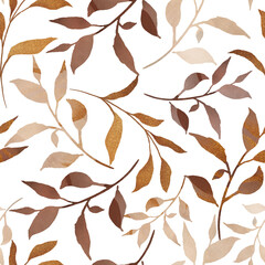 Seamless graphic pattern with  florals in trendy beige neutral colors.  greenery paper. Hand drawn florals repeat pattern