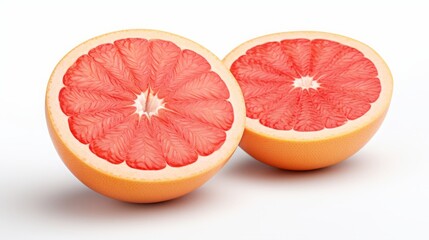 red grapefruit cut on a white background isolated.