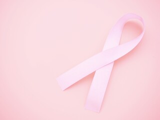 Pink ribbon background and copy space. World cancer ribbon 