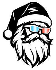 Vector illustration of Santa Claus wearing a 3d sunglasses