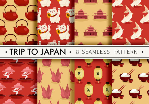 Mockup of 8 customizable repeatable Chinese motifs