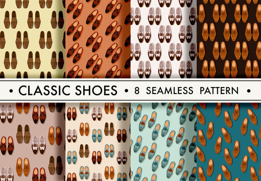 Mockup of 8 customizable repeatable vintage men's shoes