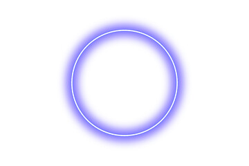 blue glowing neon frame lighting round on  transparent background
