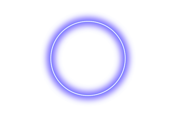 blue glowing neon frame lighting round on  transparent background
