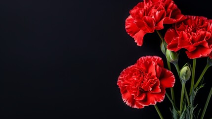 mourning carnations on a black background.
