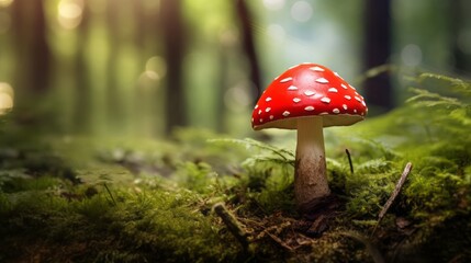 red poisonous fly agaric mushroom. - Powered by Adobe
