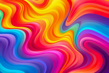 Obraz premium Colorful abstract wavy design with a seamless flow of rainbow hues, creating a lively and dynamic visual for creative backgrounds.