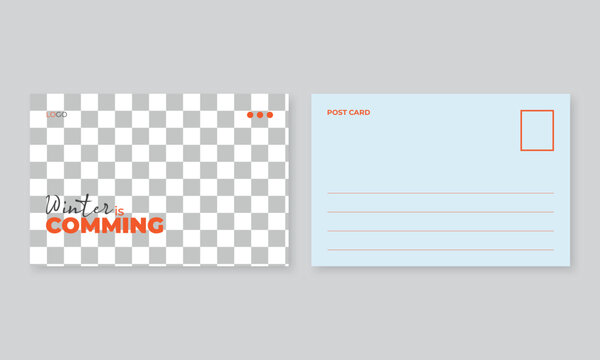 simple and minimalist winter is coming post card design template