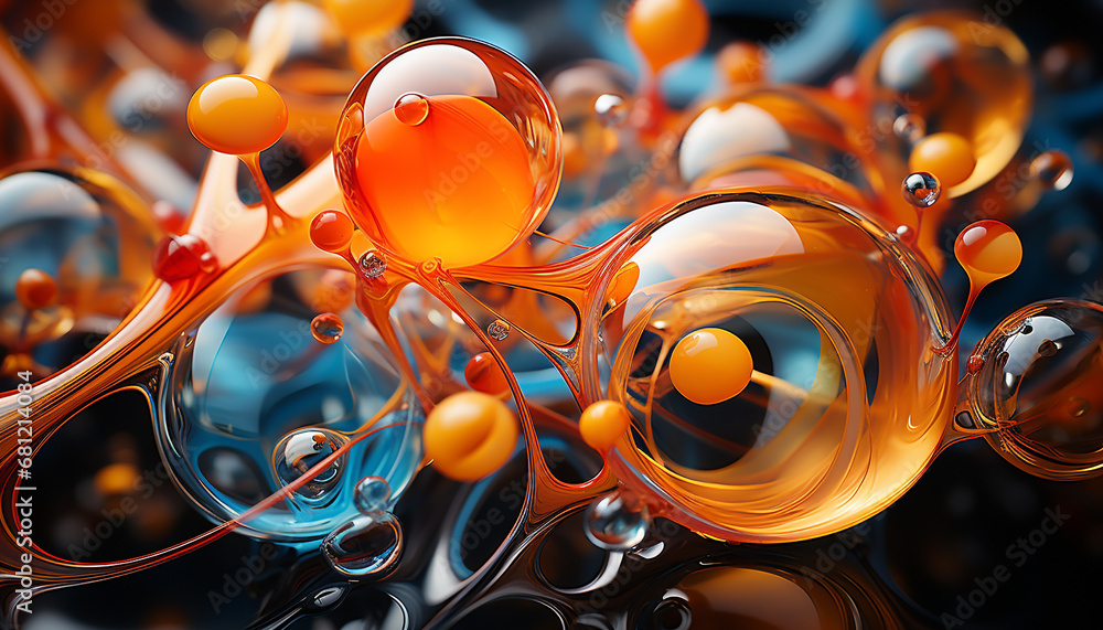 Poster abstract colorful close up pattern of futuristic liquid sphere generated by ai