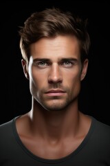 Fototapeta premium Face, beauty and eye of a man with clean, glow and healthy skin on a grey studio background for dermatology skin care.