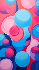 A vibrant design of interlocking pink and blue circles