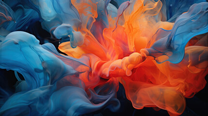 Obraz premium Abstract Blue and Orange Flame with Fluid Networks