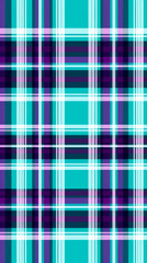 A teal and purple plaid pattern with a circular motif in the center