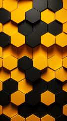 A symmetrical array of yellow and black hexagons