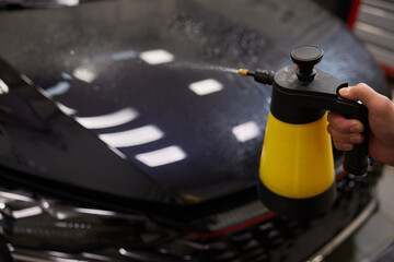 Protection of hood and front of the car with a colorless protective film.