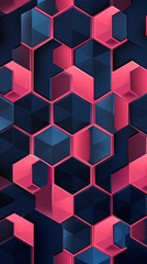 A repeating pattern of navy and pink hexagons