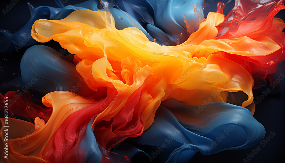 Poster abstract flame pattern in vibrant colors creates a futuristic backdrop generated by ai