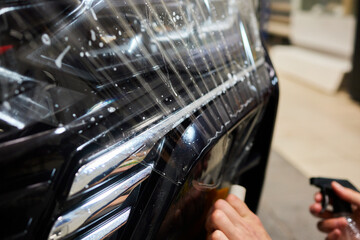 Protection of hood and front of the car with a colorless protective film.