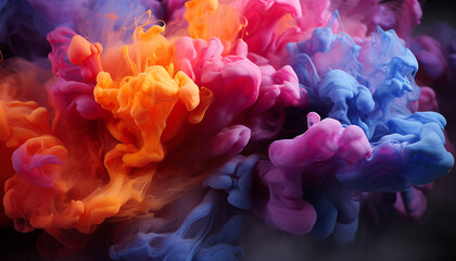 Fototapeta premium Abstract colors paint motion ink backgrounds multi colored blue macro transparent generated by AI