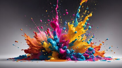 Fototapeta na wymiar Colorful liquid paint explosion backdrop, abstract illustration