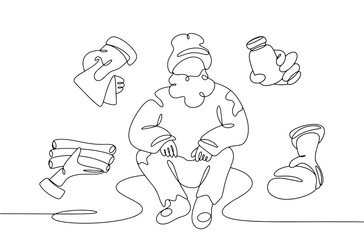 Poor. Help. Social problem. One line