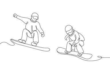 Fototapeta na wymiar Snowboarder. Sport. One line