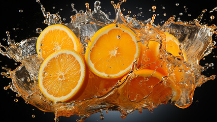 Fototapeta premium Colorful bright illustration advertising orange juice