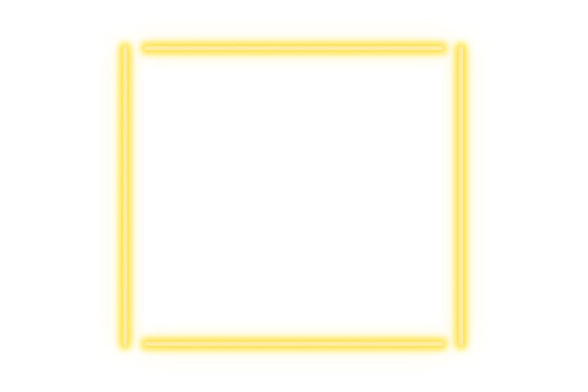 yellow neon square frame on white background