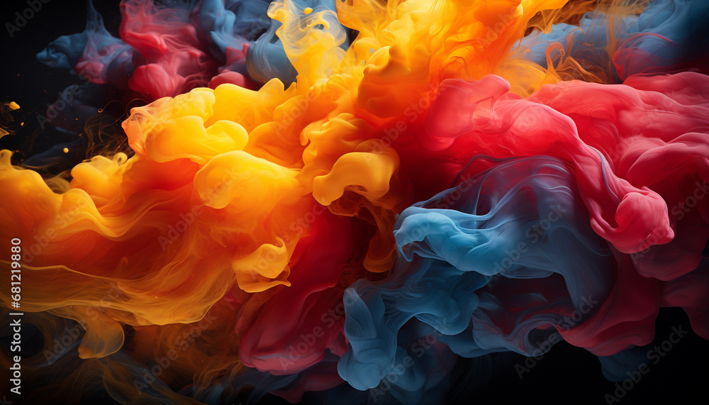 Poster abstract colors flowing in vibrant waves, creating a futuristic fantasy generated by ai